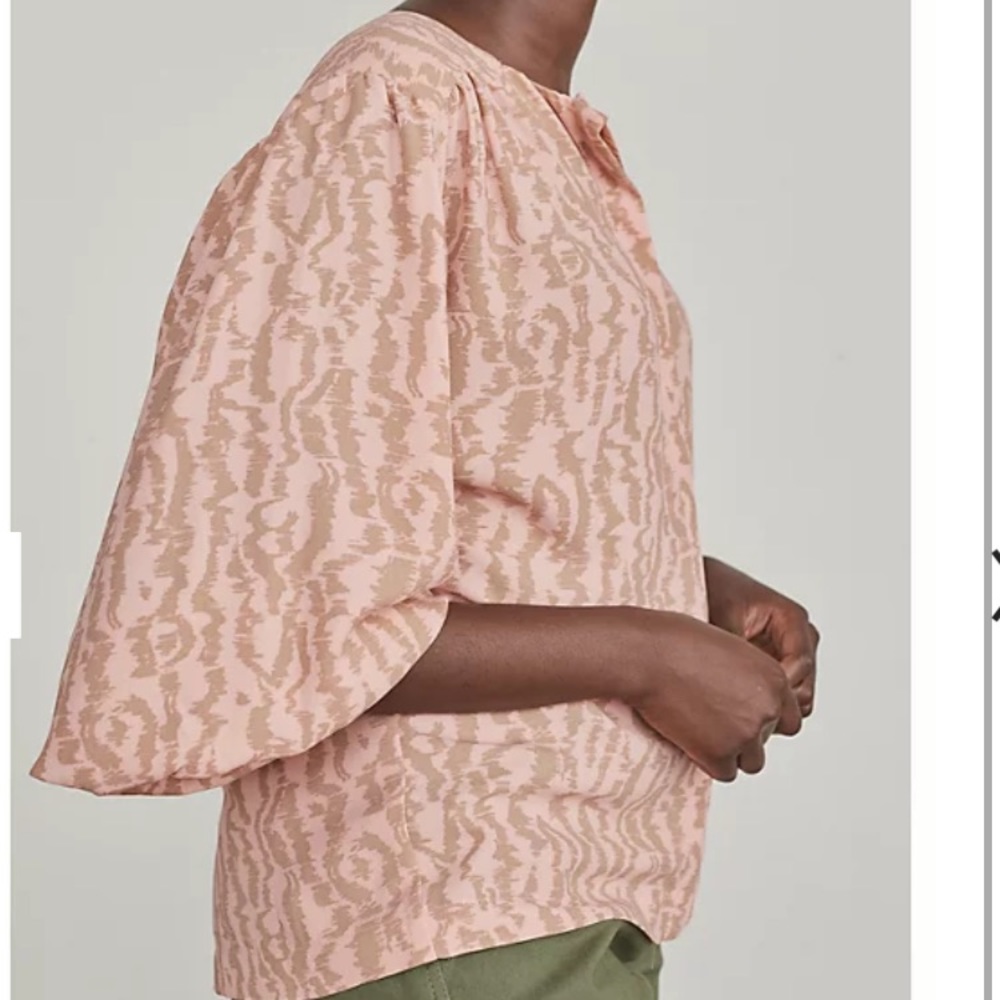 ELIZABETH AND JAMES | Womens Peach Print Drop Shoulders Button-Front Top size XL